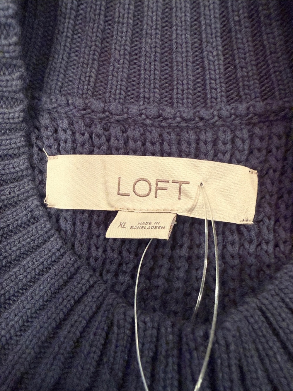 LOFT Navy Textured Mock Neck Sleeveless Knit Tank - Picture 2 of 4